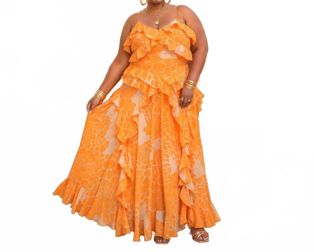 NEW THE SANG ruffle maxi dress - plus in orange